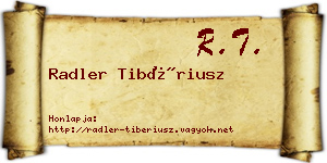 Radler Tibériusz névjegykártya